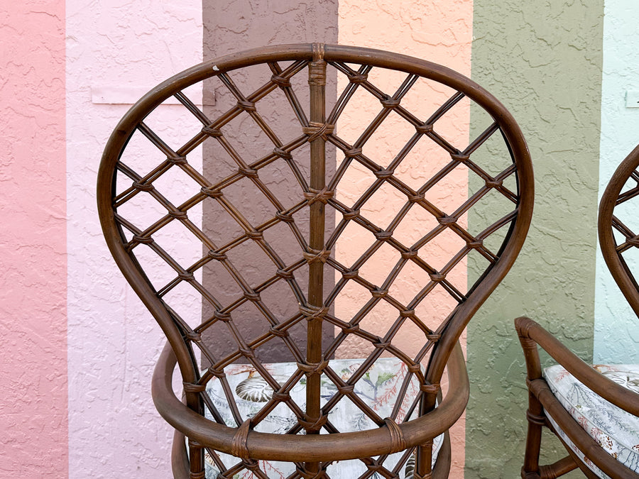 Pair of Ficks Reed Balloon Back Rattan Chairs
