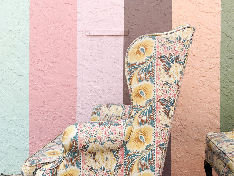 Pair of Palm Beachy Wingback Chairs