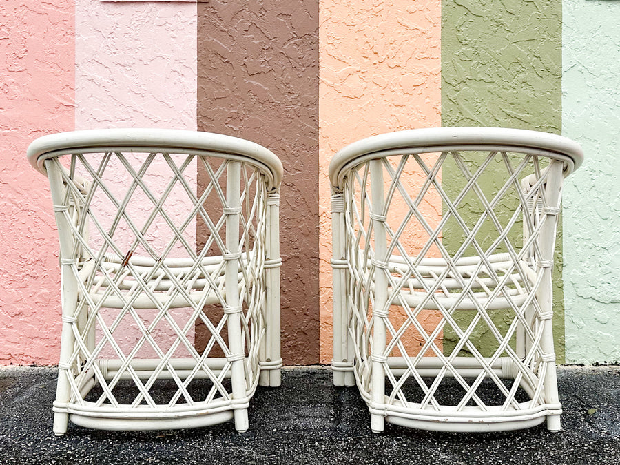 Pair of Ficks Reed Barrel Chairs