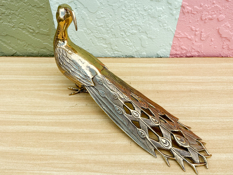 Large Brass Peacock