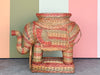 Colorful Striped Wicker Elephant Garden Seat