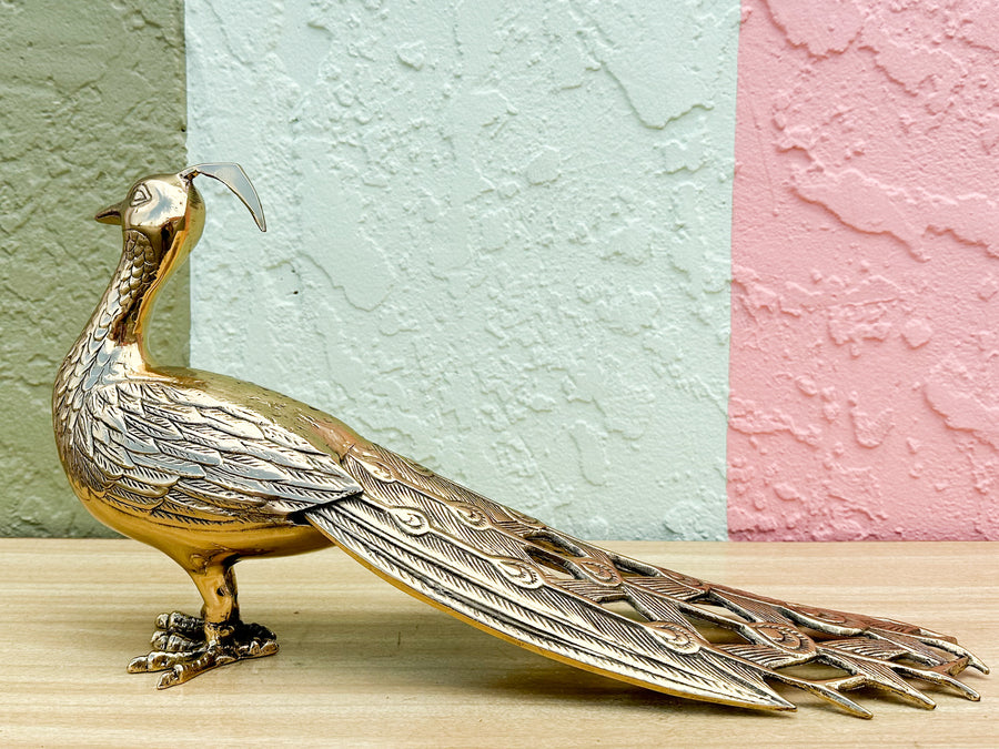 Large Brass Peacock