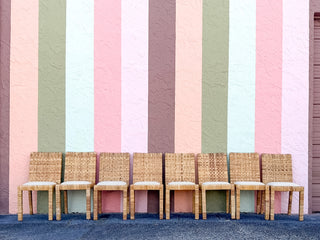 Set of Eight Baldwin Style Rattan Wrapped Dining Chairs