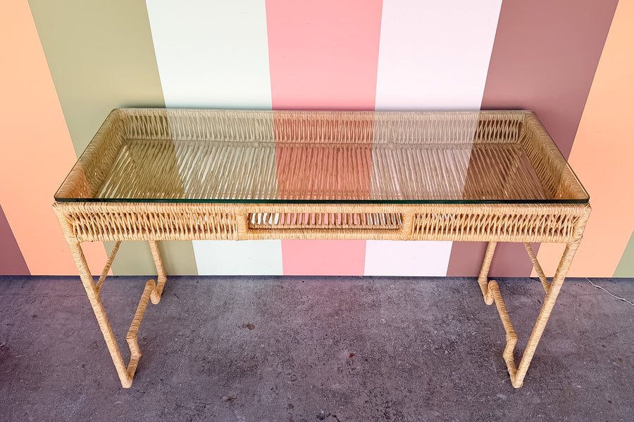 Coastal Chic Rattan Wrapped Desk