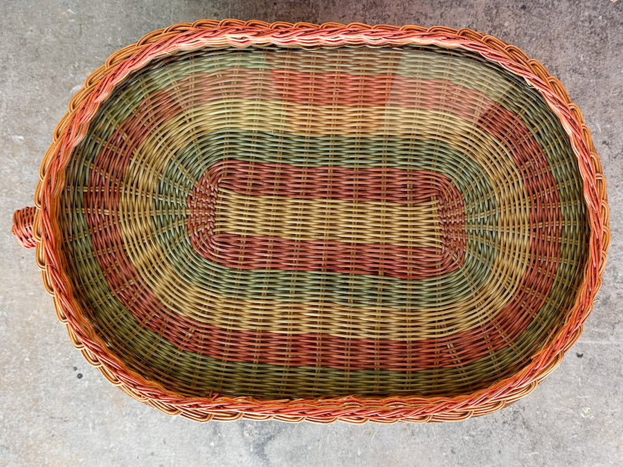Colorful Striped Wicker Elephant Garden Seat
