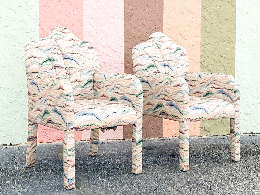 Pair of Art Deco Chic Upholstered Chairs