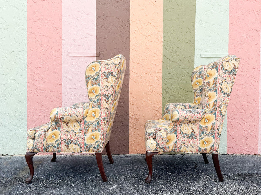 Pair of Palm Beachy Wingback Chairs
