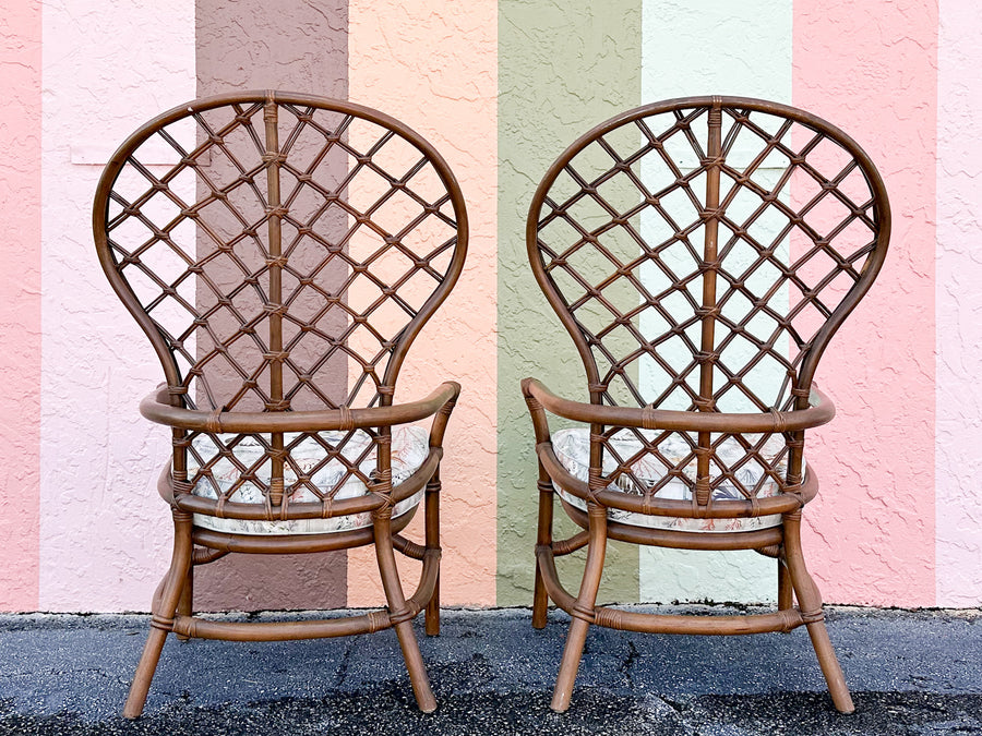 Pair of Ficks Reed Balloon Back Rattan Chairs