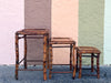 Set of Three Tortoiseshell Rattan Nesting Tables