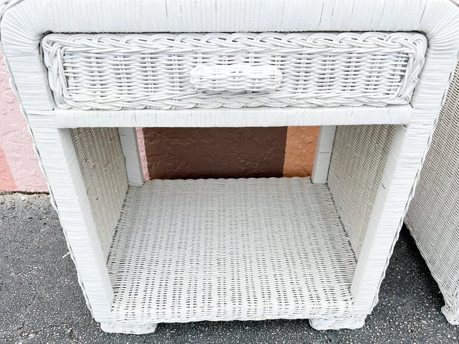 Pair of Waterfall Wicker Nightstands