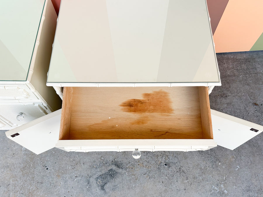 Pair of Palm Beach Style Faux Bamboo Nightstands