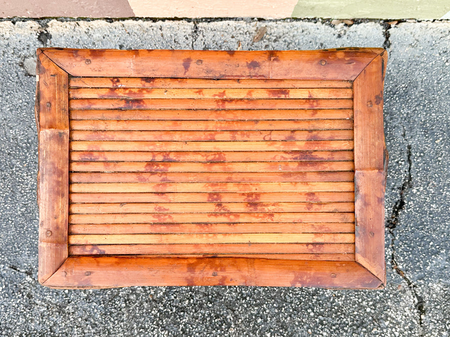 Set of Three Tortoiseshell Rattan Nesting Tables