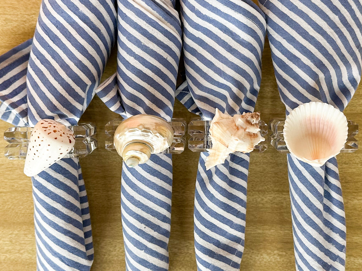 Set of Four Shell Lucite Napkin Rings
