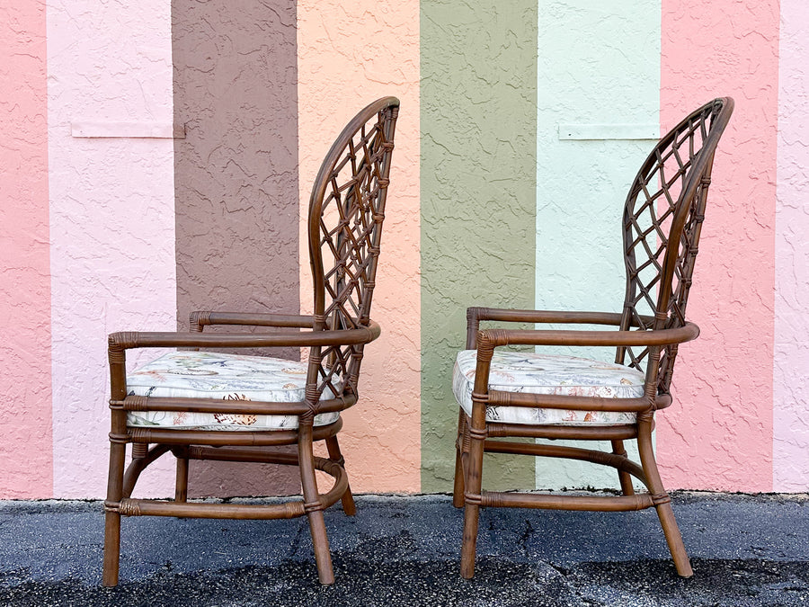 Pair of Ficks Reed Balloon Back Rattan Chairs