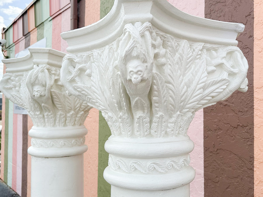 Pair of Plaster Monkey Columns