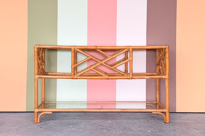 Old Florida Rattan Console