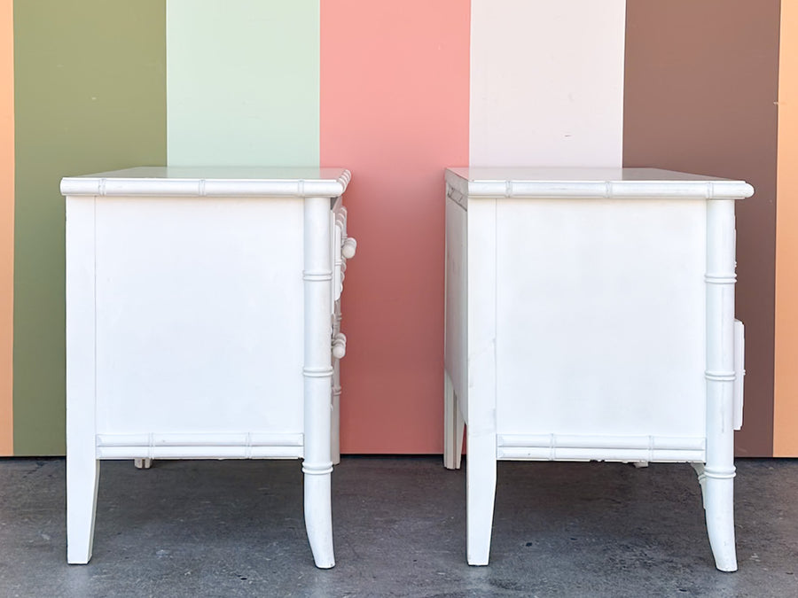 Pair of Dixie Aloha Faux Bamboo Nightstands