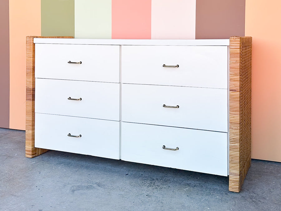 Coastal Cool Rattan and Laminate Dresser