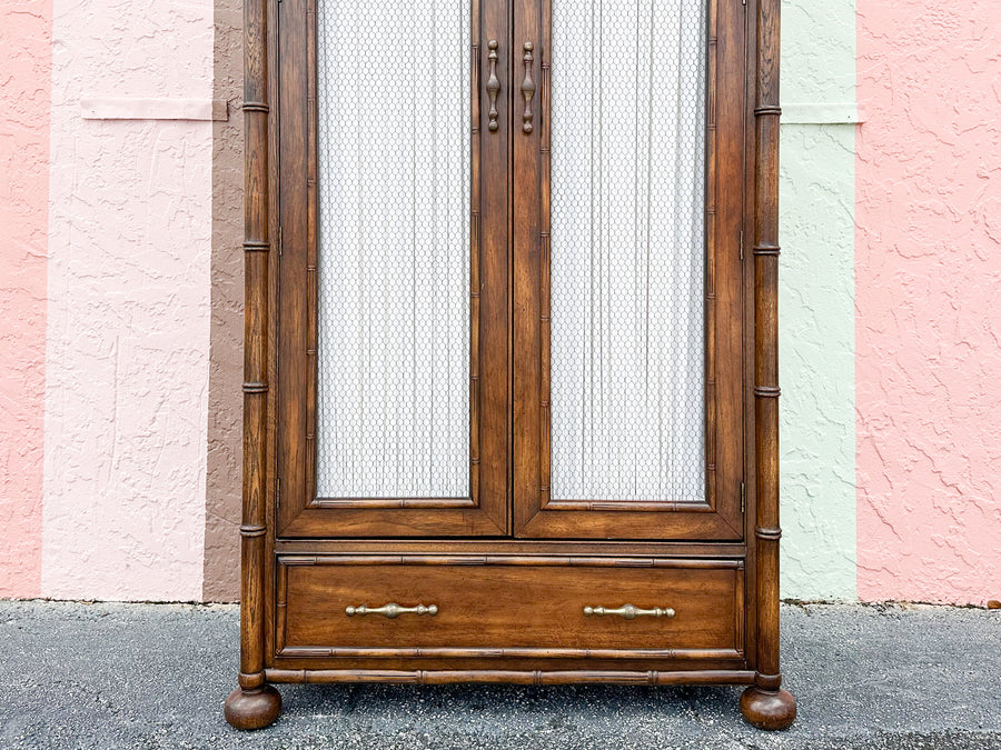 Handsome Faux Bamboo Armoire