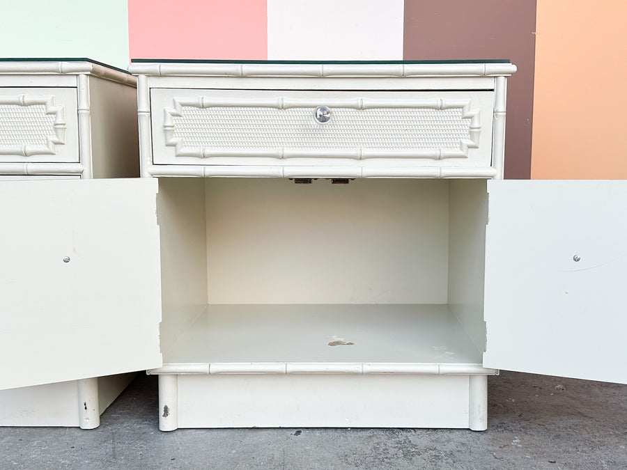 Pair of Palm Beach Style Faux Bamboo Nightstands