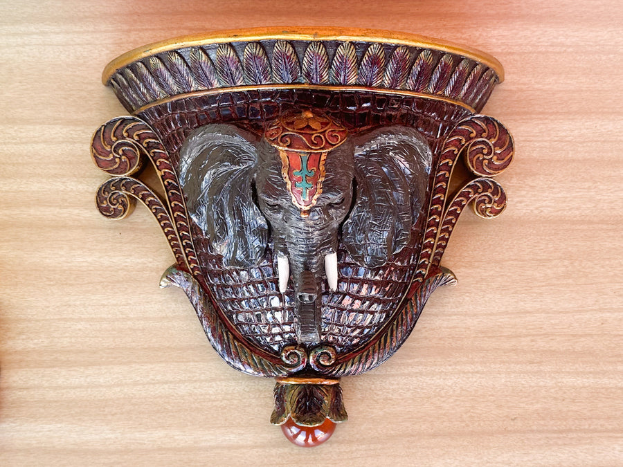 Pair of Painted Wood Elephant Wall Shelves