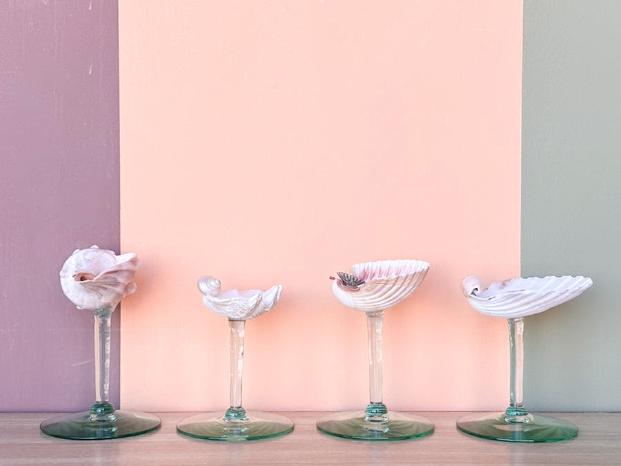 Set of Four Seafoam Shell Coupes