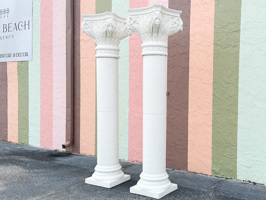 Pair of Plaster Monkey Columns