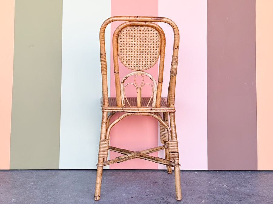 Whimsical Rattan and Cane Desk Chair