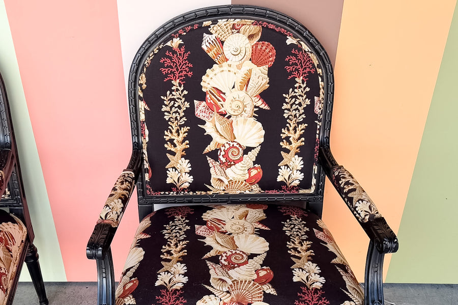 Pair of Shell Upholstered Arm Chairs