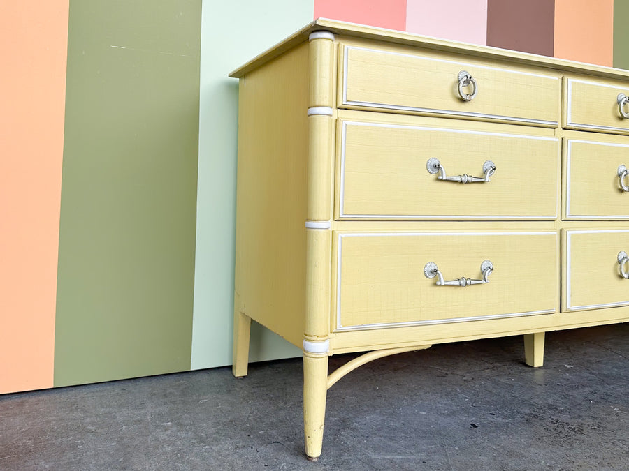 Yellow Thomasville Faux Bamboo Dresser