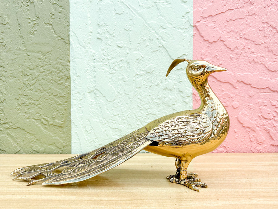 Large Brass Peacock