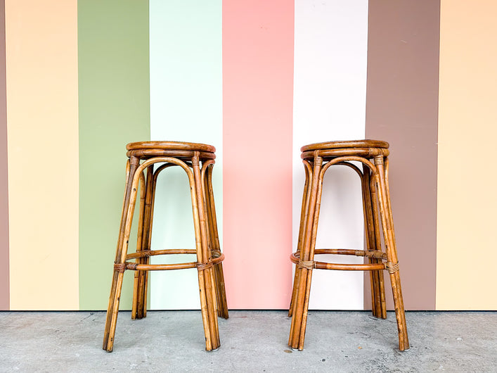 Pair of Rattan Bar Stools