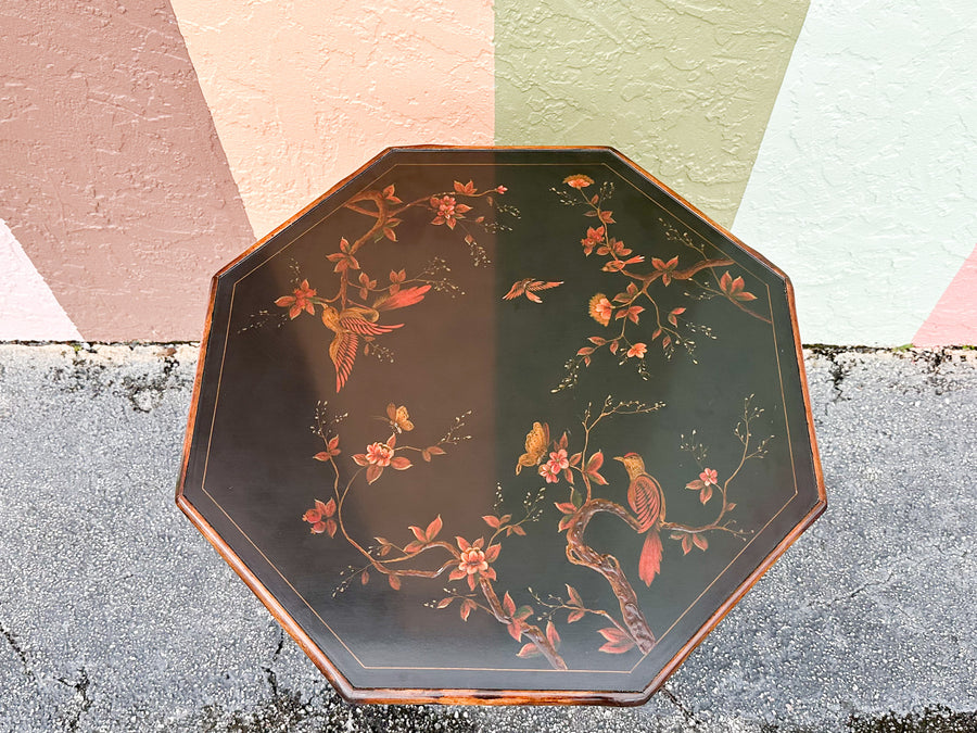Theodore Alexander Chinoiserie Tortoiseshell Rattan Side Table
