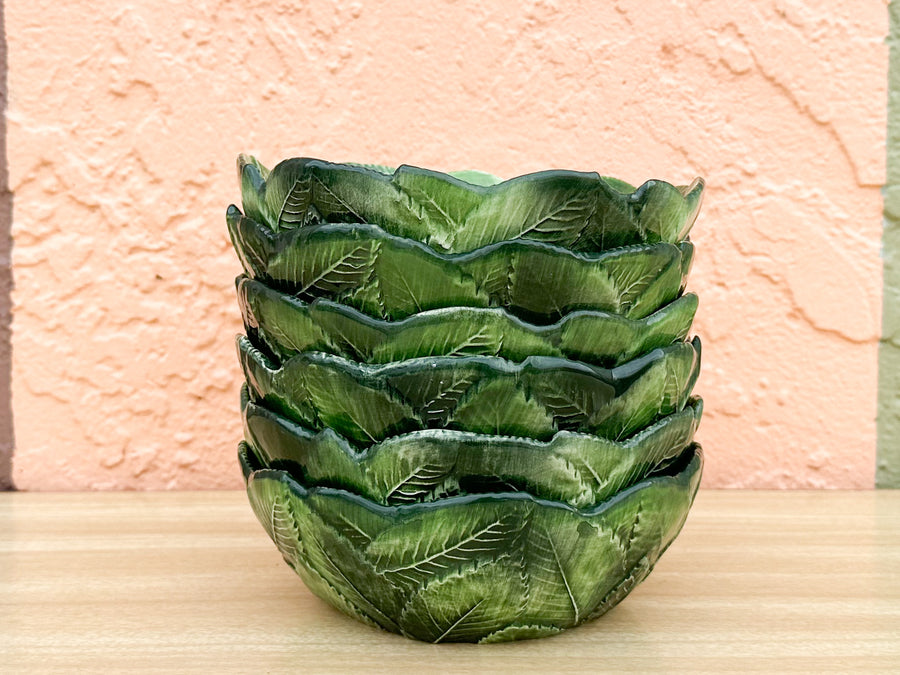 Set of Six Italian Leaf Bowls
