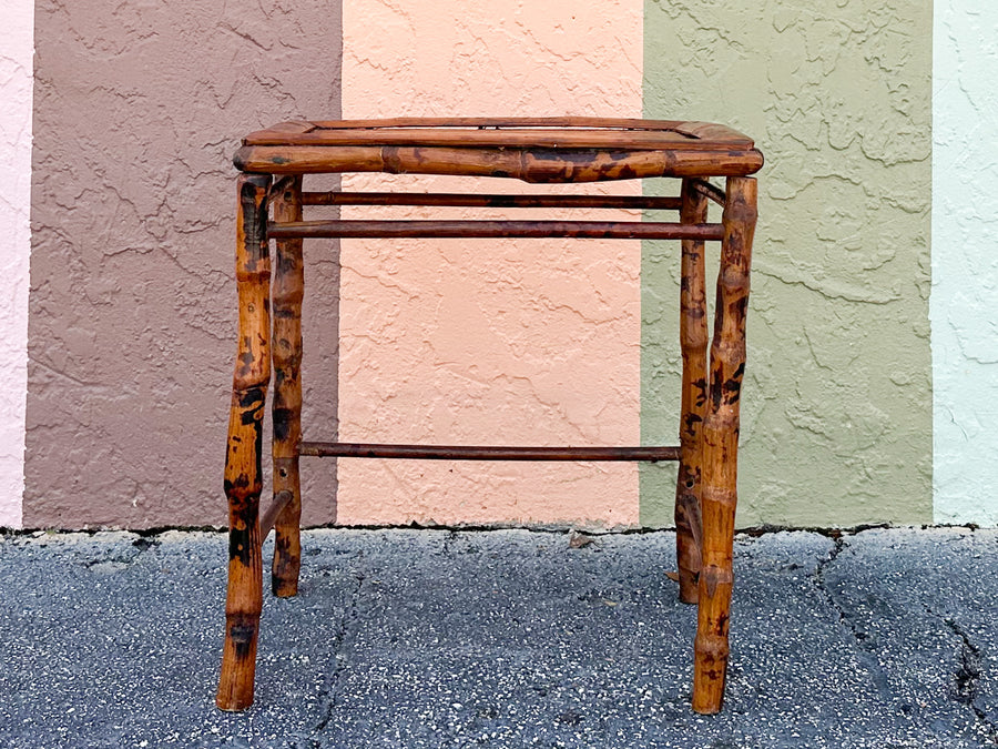 Set of Three Tortoiseshell Rattan Nesting Tables