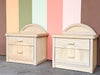 Pair of Pencil Reed Rattan Nightstands