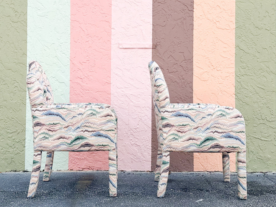 Pair of Art Deco Chic Upholstered Chairs