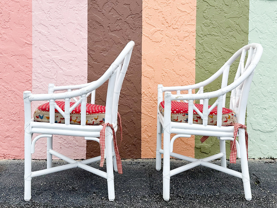 Pair of McGuire Feather Back Chairs