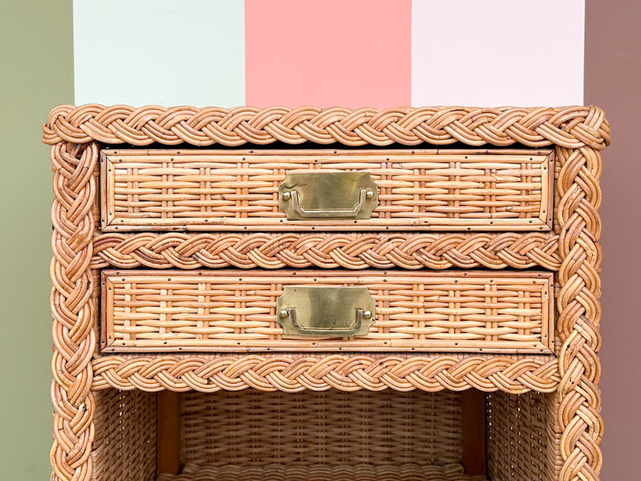 Oversized Braided Rattan Nightstand