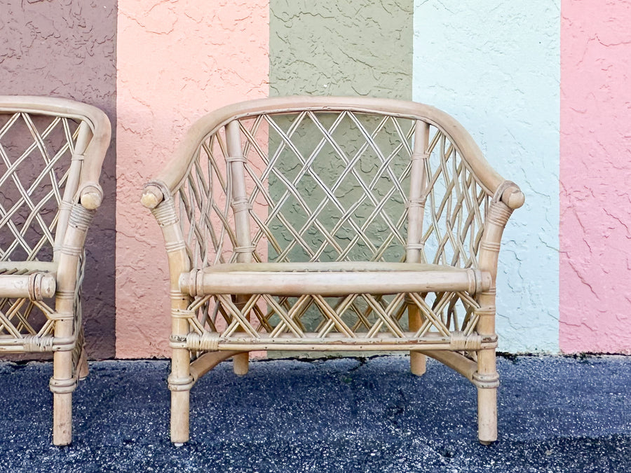 Pair of Ficks Reed Rattan Barrel Chairs