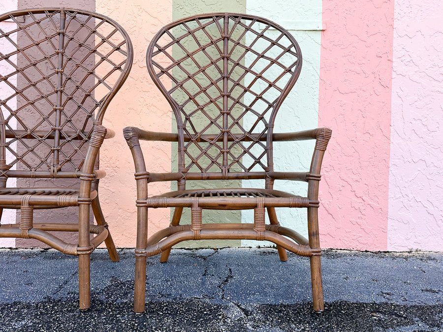 Pair of Ficks Reed Balloon Back Rattan Chairs