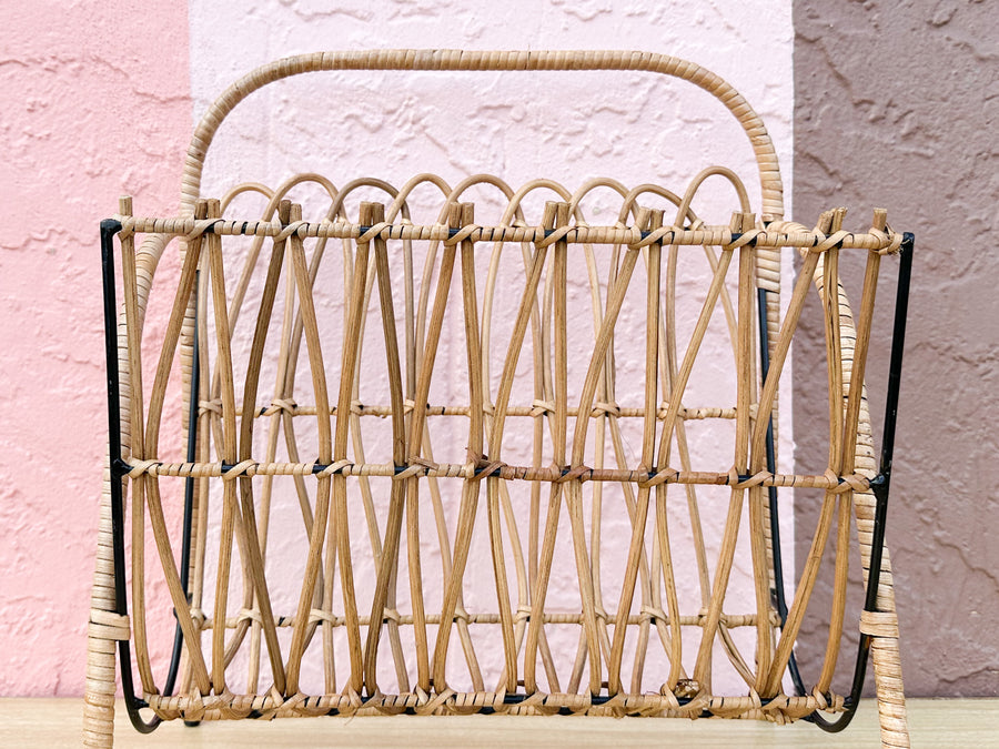 Cute Metal and Rattan Magazine Rack