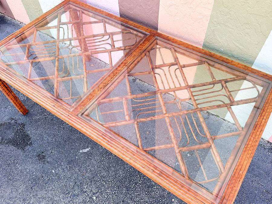 Tortoiseshell Fretwork Bamboo Dining Table