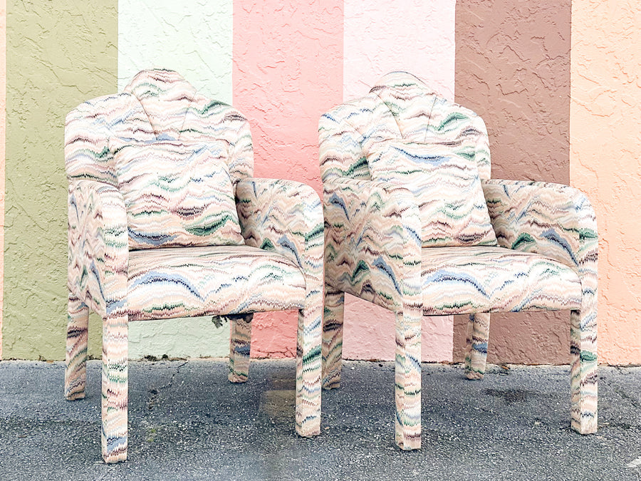 Pair of Art Deco Chic Upholstered Chairs