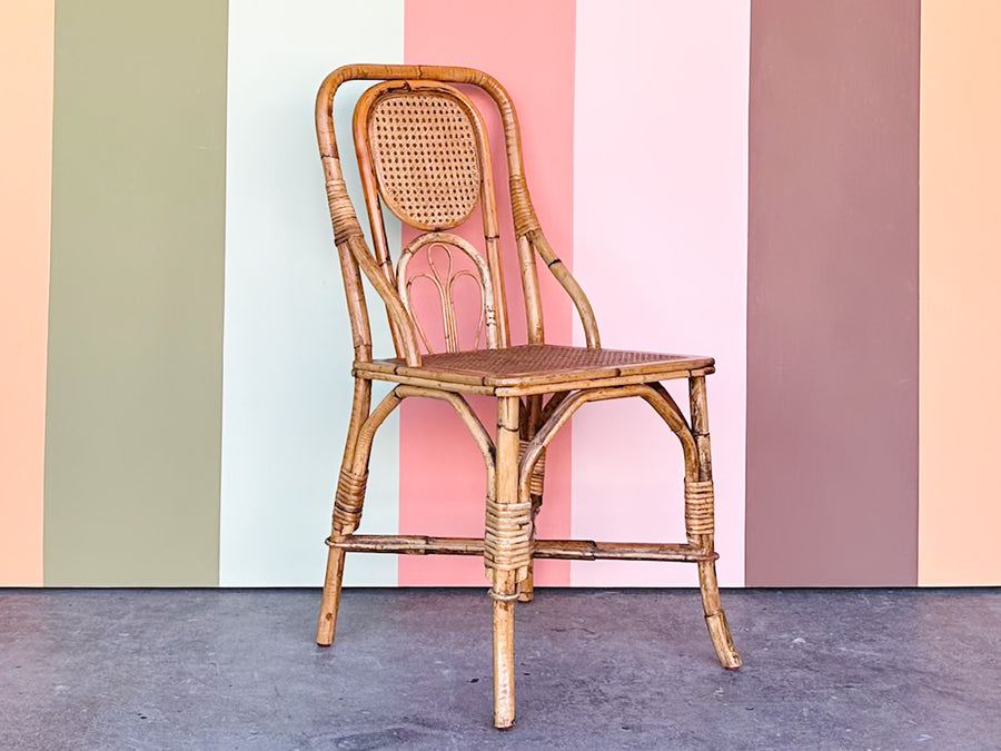 Whimsical Rattan and Cane Desk Chair