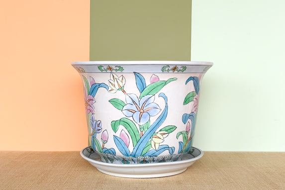 Pastel Floral Chinoiserie Cachepot