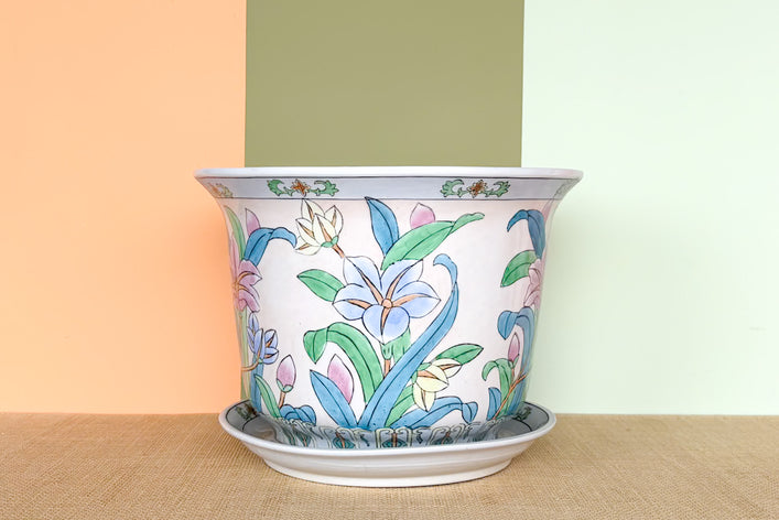 Pastel Floral Chinoiserie Cachepot