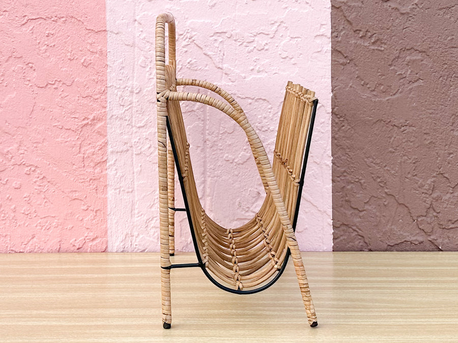 Cute Metal and Rattan Magazine Rack