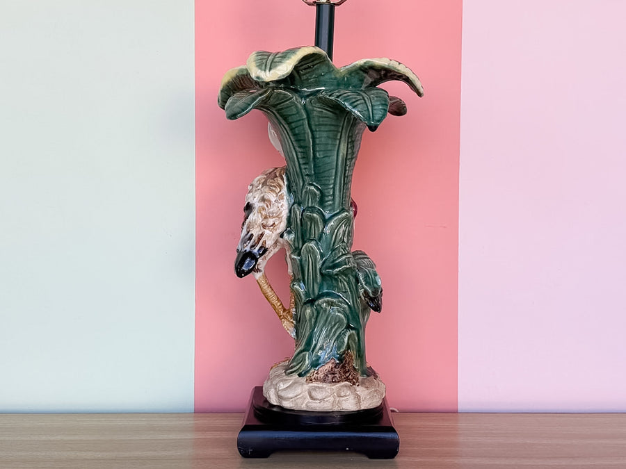 Majolica Style Heron Lamp