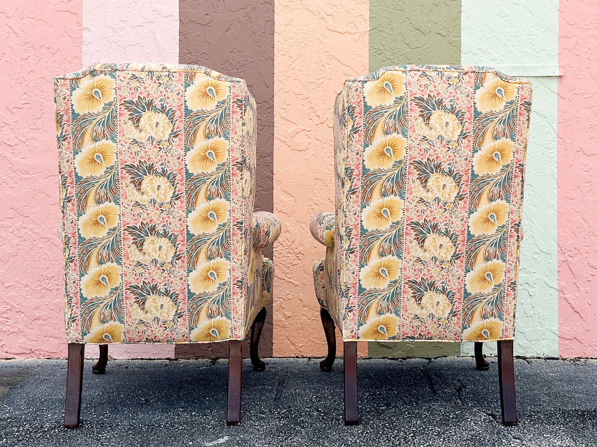 Pair of Palm Beachy Wingback Chairs